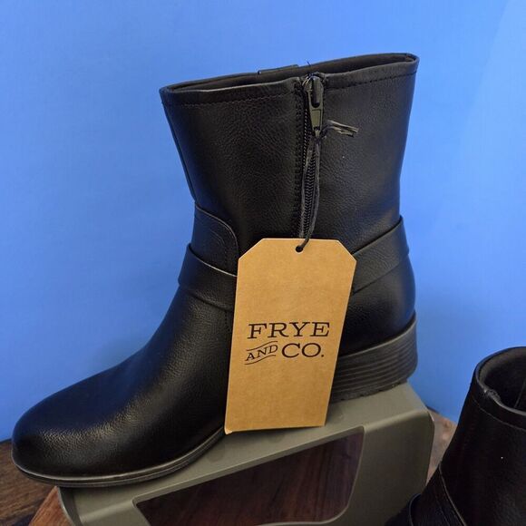 Frye and Co Elodie Moto Boot Black Stacked Heel Cushioned Women's 11M NWT - Picture 5 of 13
